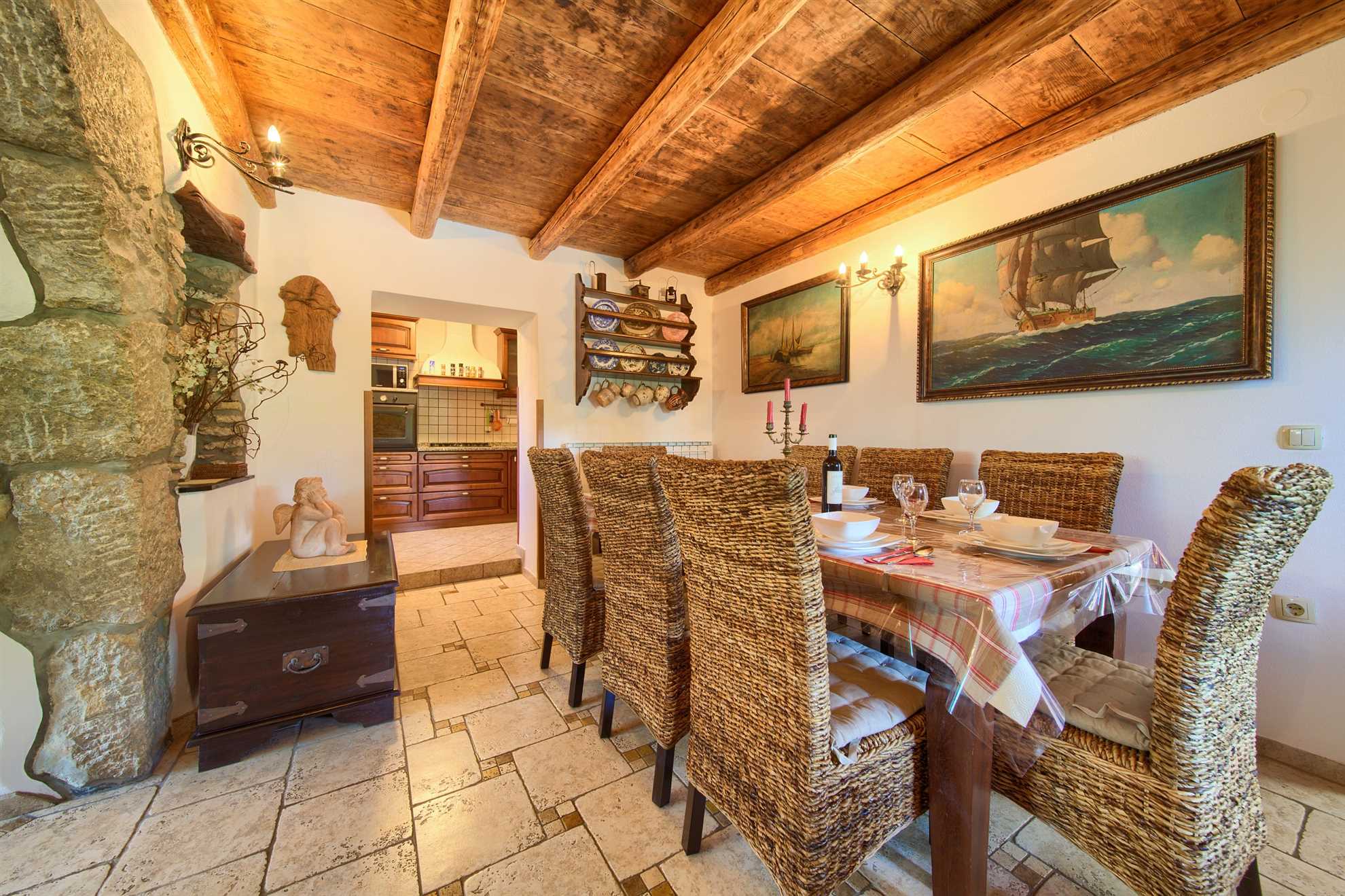 Rustikale Ferienwohnung Magdalea mit privatem Pool und Meerblick