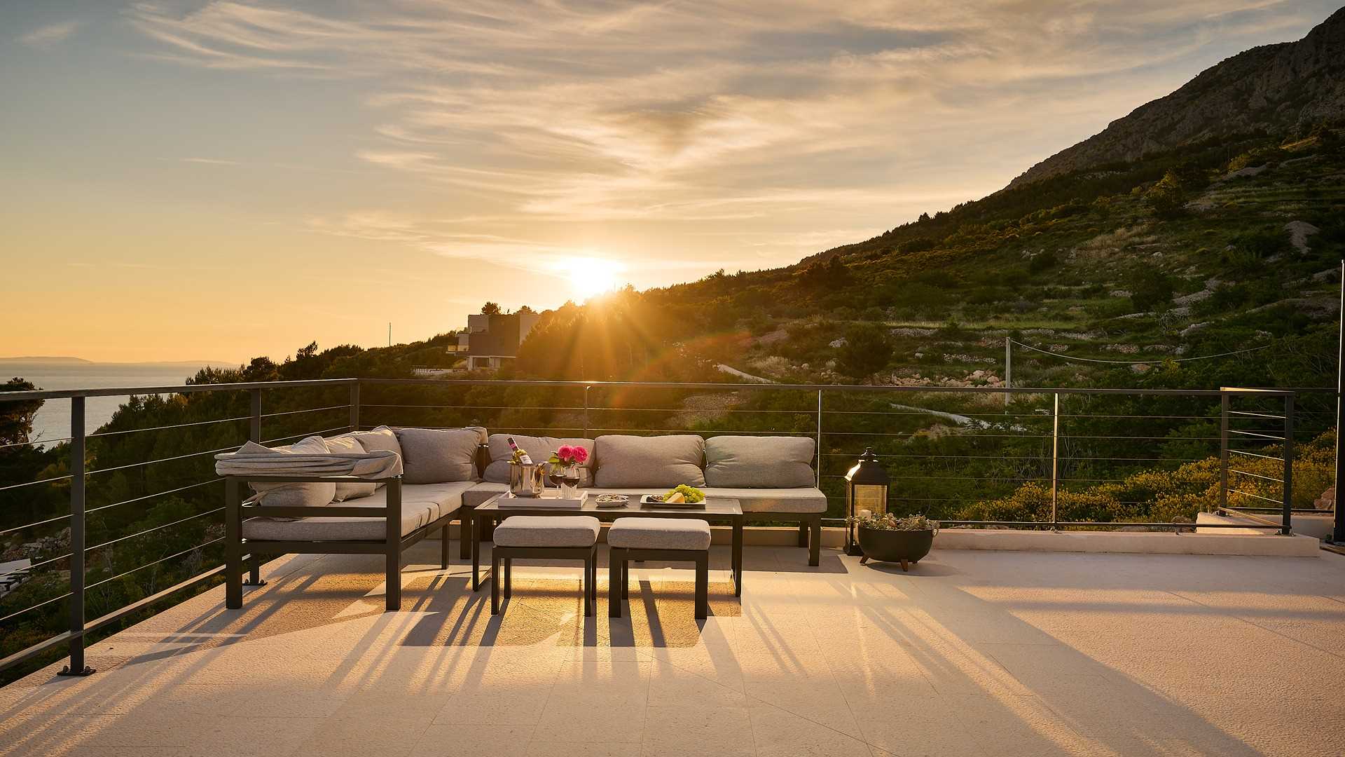 A modern villa with a pool and an amazing sea view