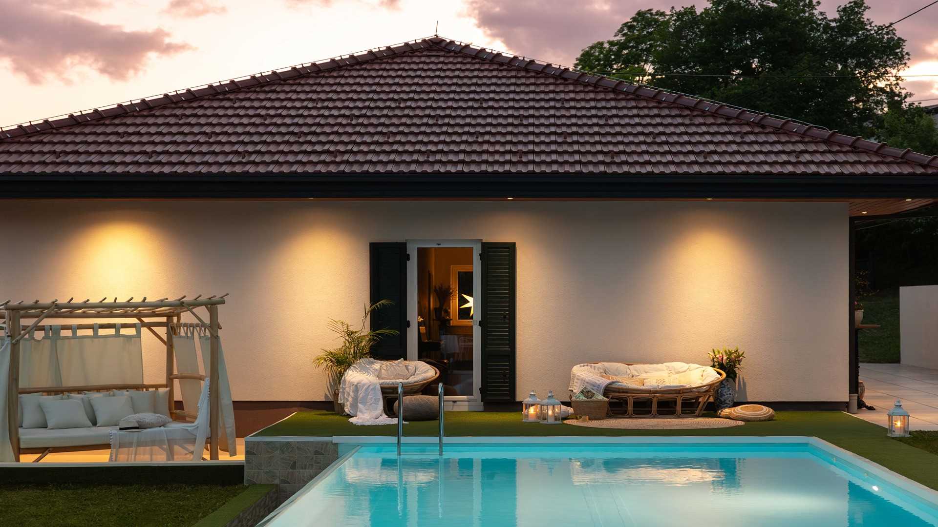 Modern countryside villa with a pool and spa