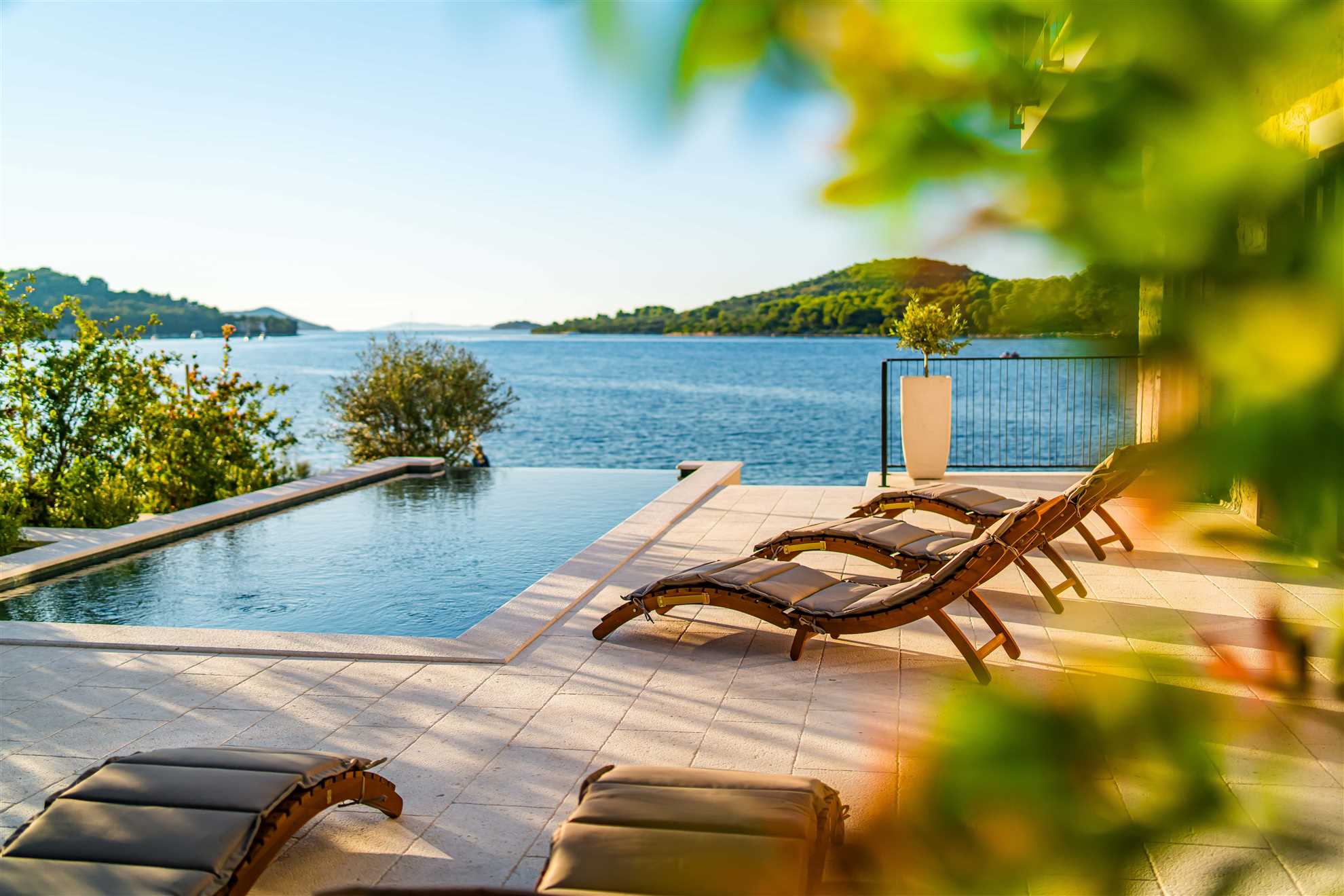 Sea front Villa Draga with heated infinity pool