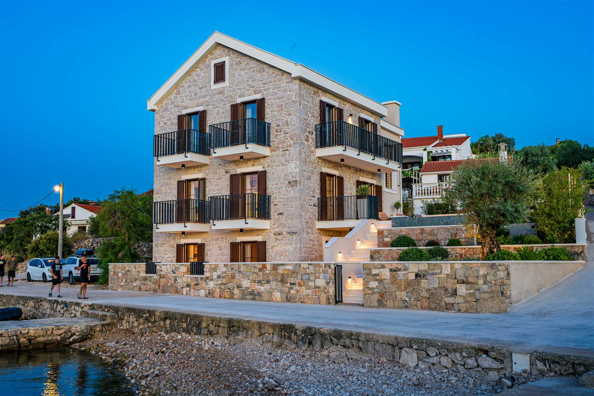 Sea front Villa Draga with heated infinity pool