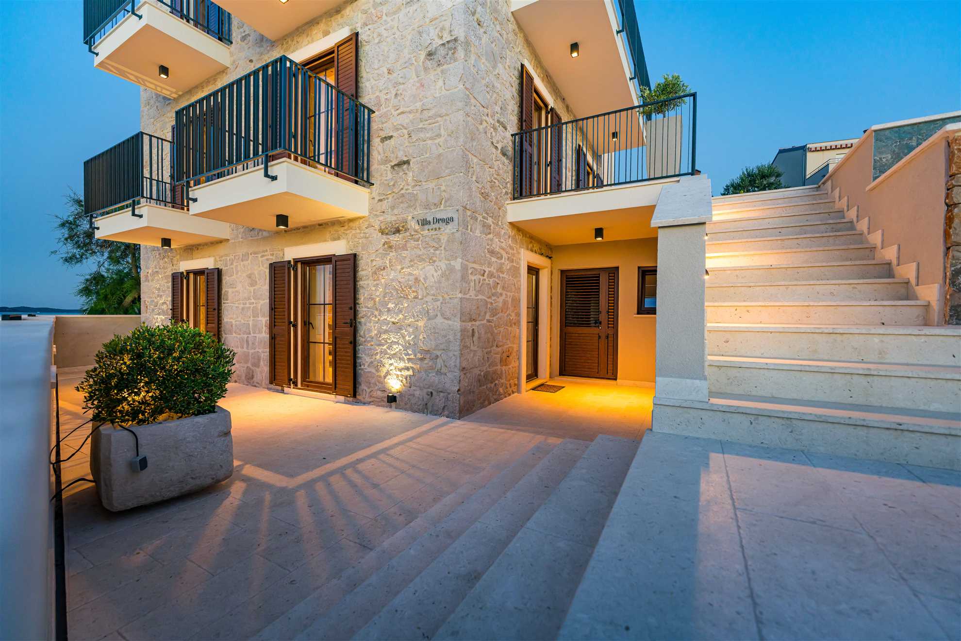 Sea front Villa Draga with heated infinity pool