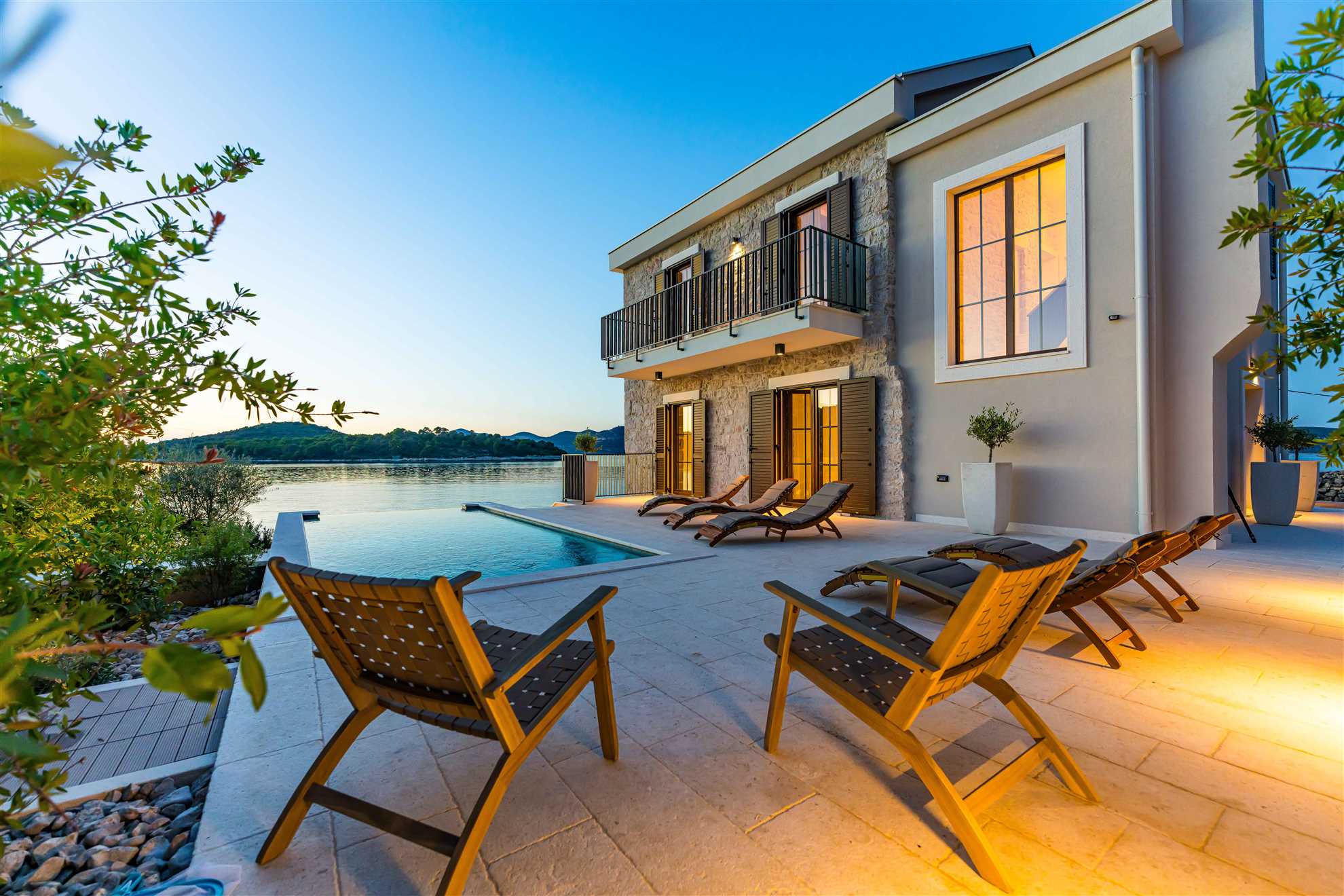 Sea front Villa Draga with heated infinity pool