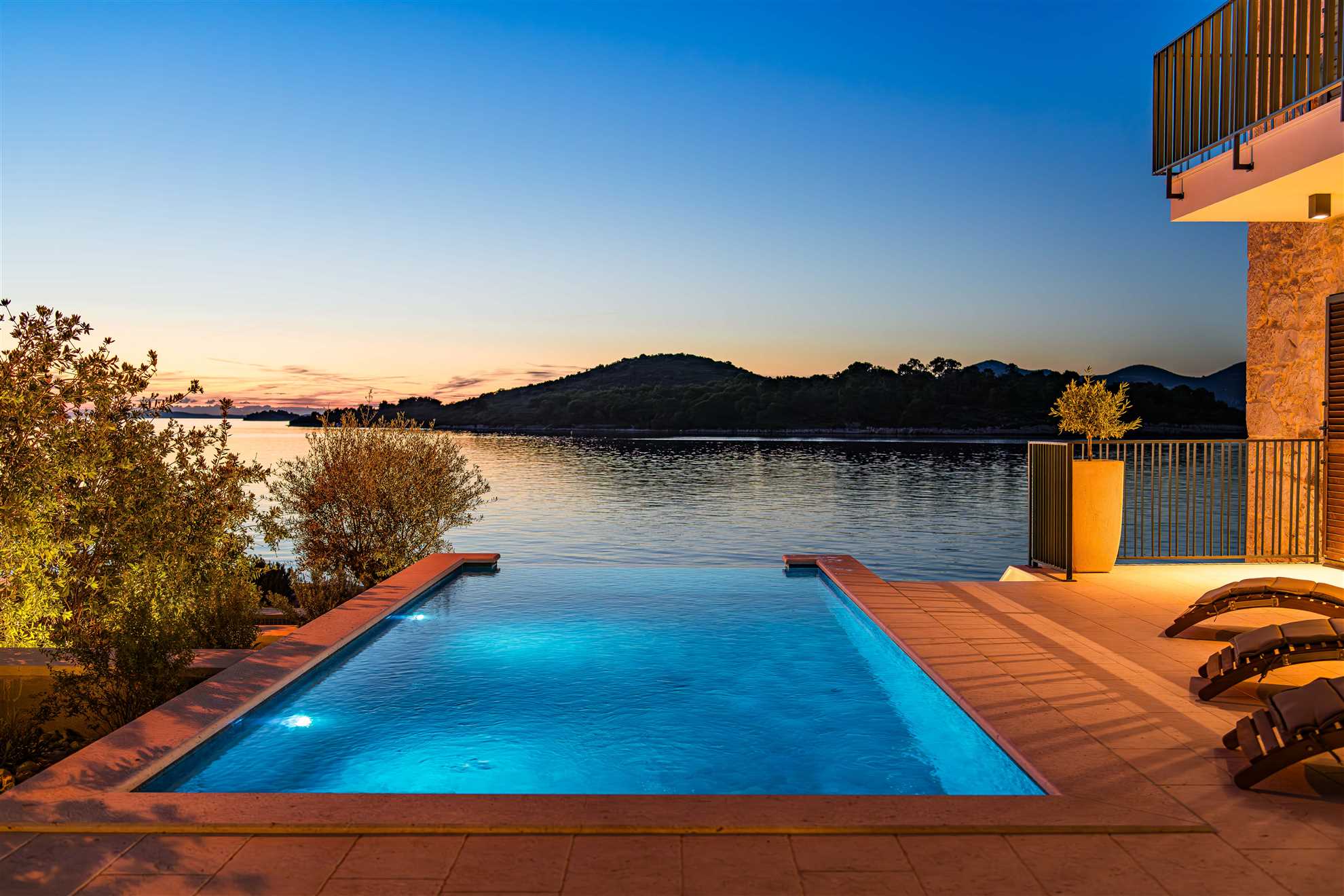 Sea front Villa Draga with heated infinity pool