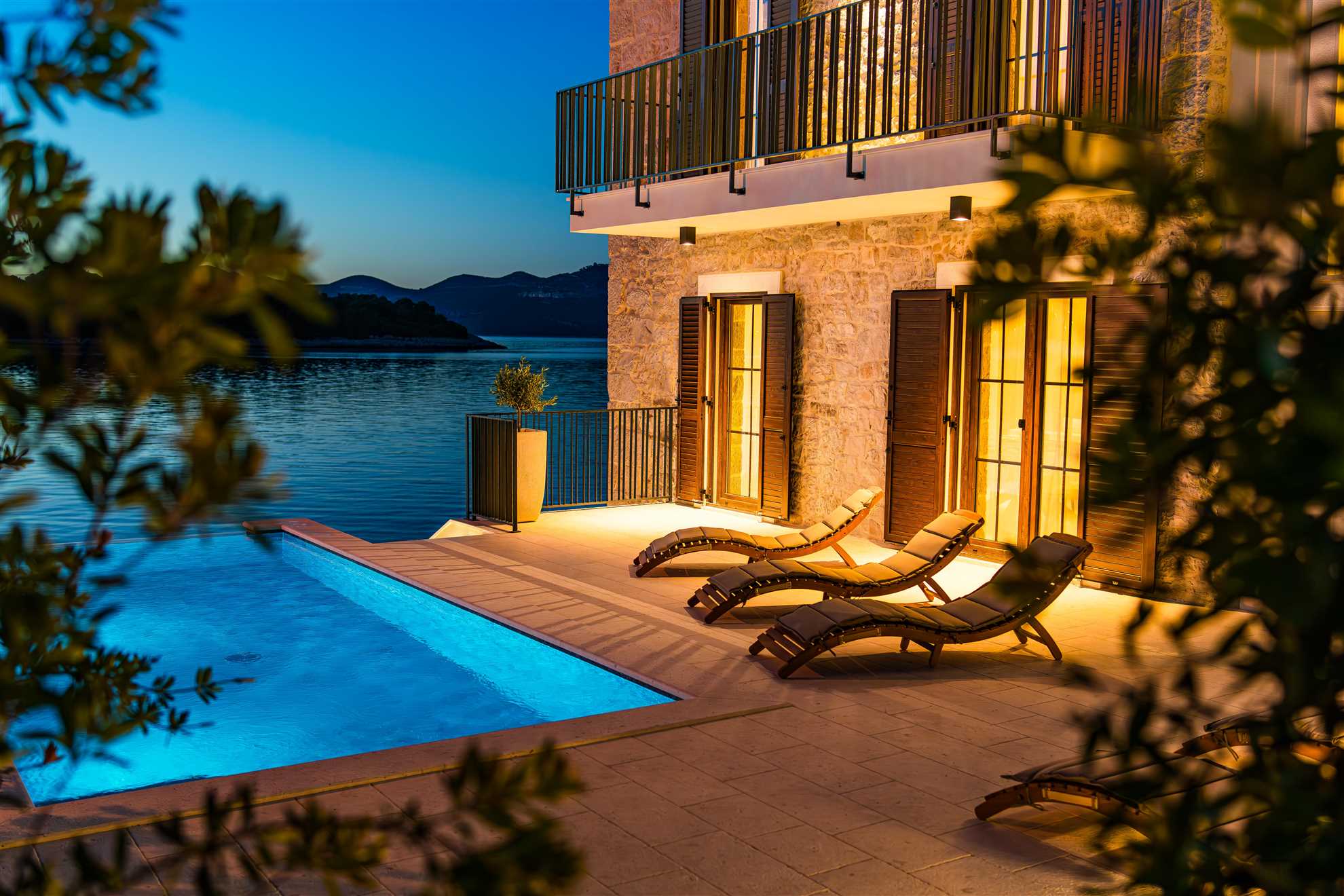 Sea front Villa Draga with heated infinity pool