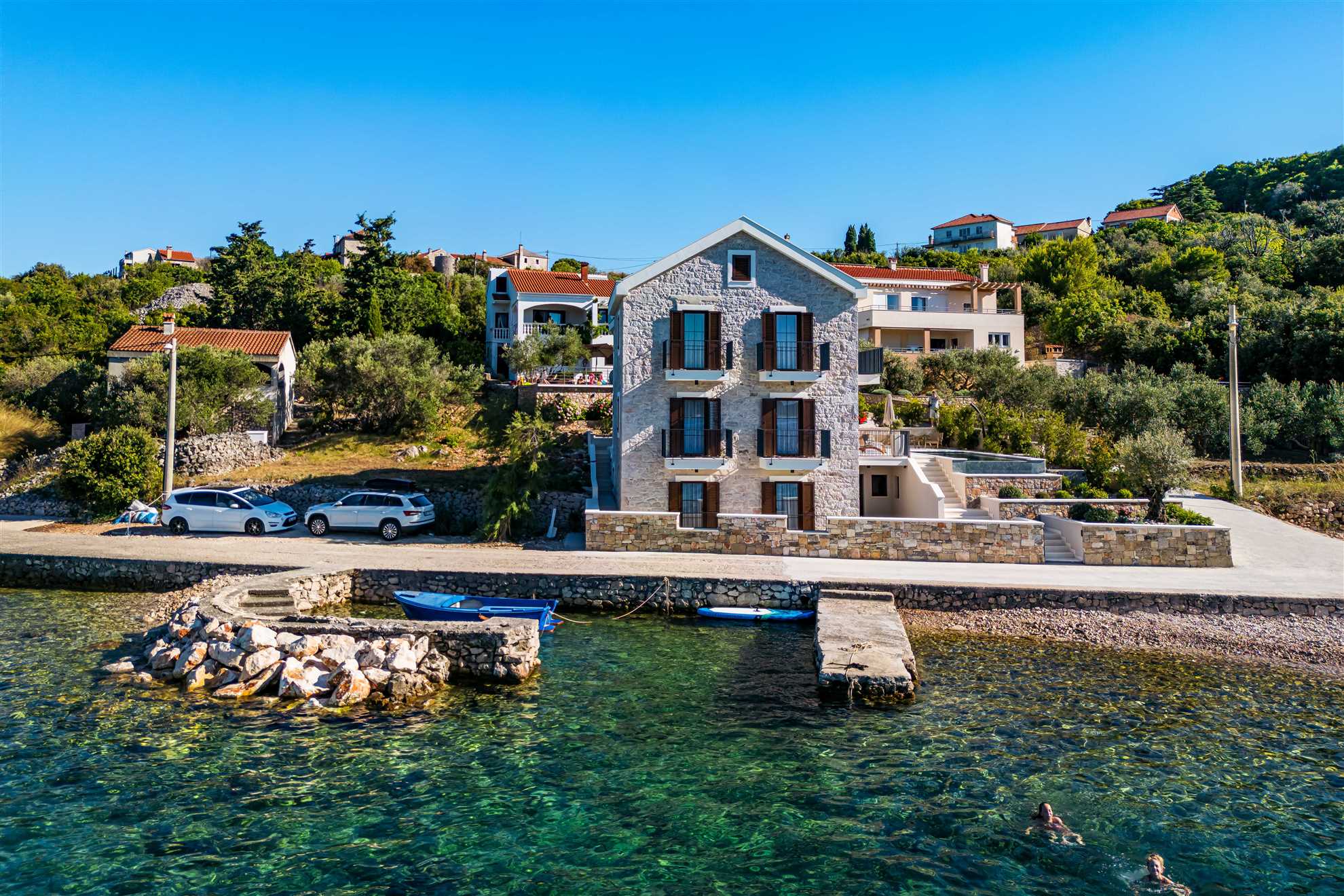 Sea front Villa Draga with heated infinity pool