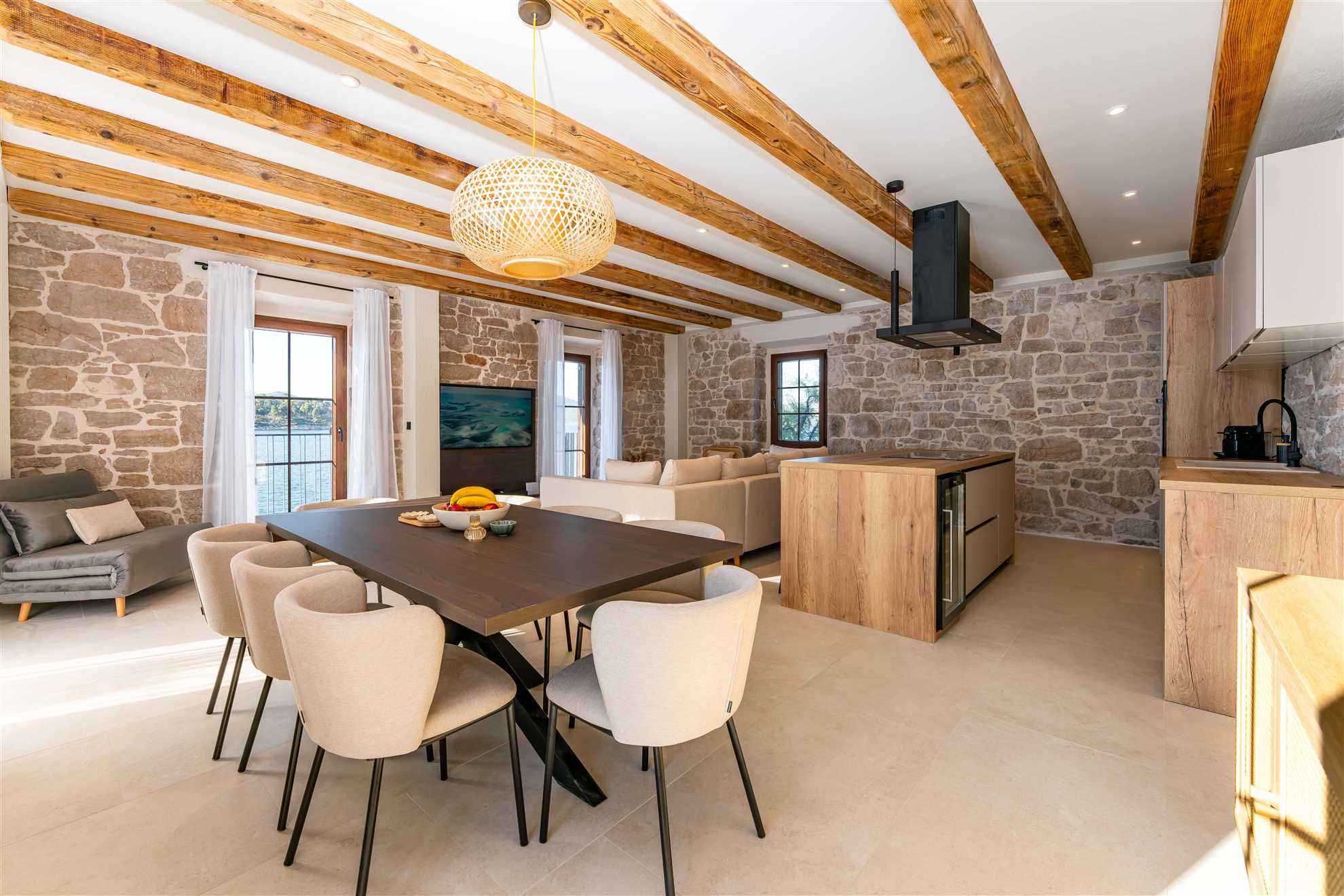 Sea front Villa Draga with heated infinity pool