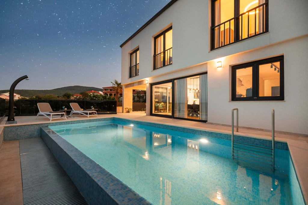 Vrbnik Villa with Private Heated Pool & Sea View