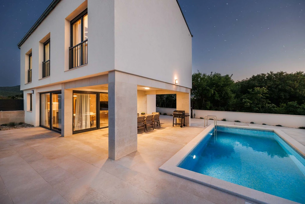 Villa in Vrbnik with Private Heated Pool & Sea View
