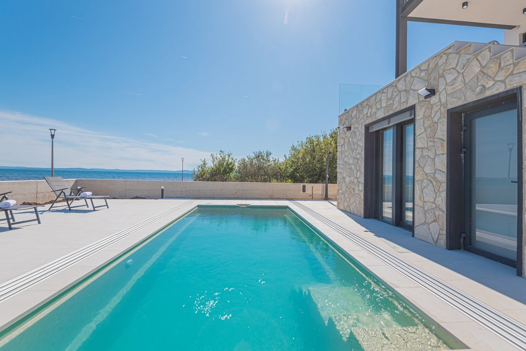 Seafront Villa with Pool and Game Room in Privlaka