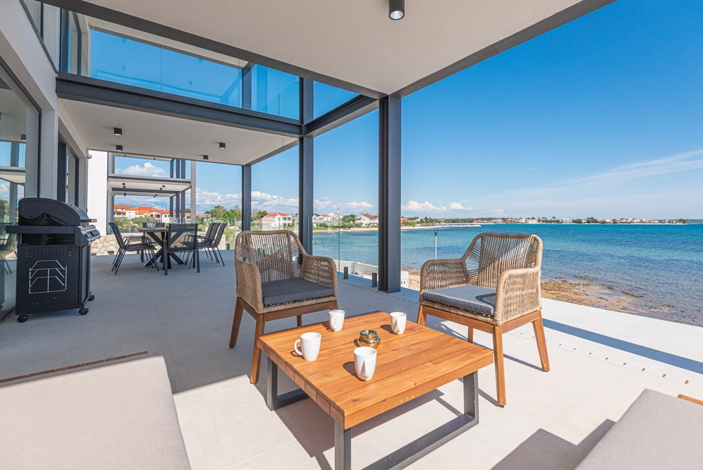 Privlaka Seafront Villa with Private Pool & Game Room