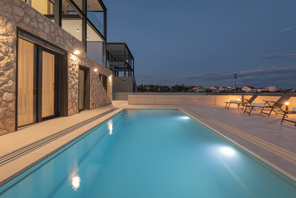 Privlaka Seafront Villa with Private Pool & Game Room